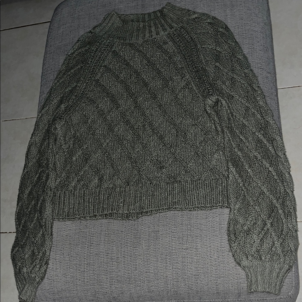 American Eagle Green Cozy Cable Knit Sweater
